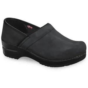 Pro. Oiled Leather Women's Clog in Black