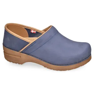 Pro. Oiled Leather Women's Clog in Dove Blue