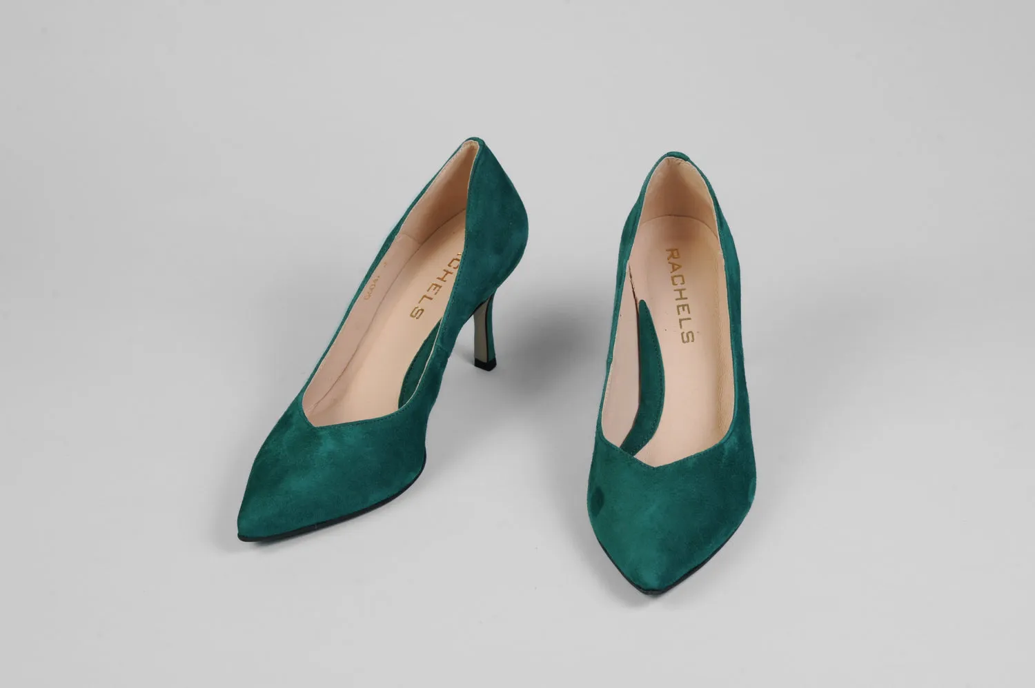 Rachels - Z6047 Green V Suede Court Shoe