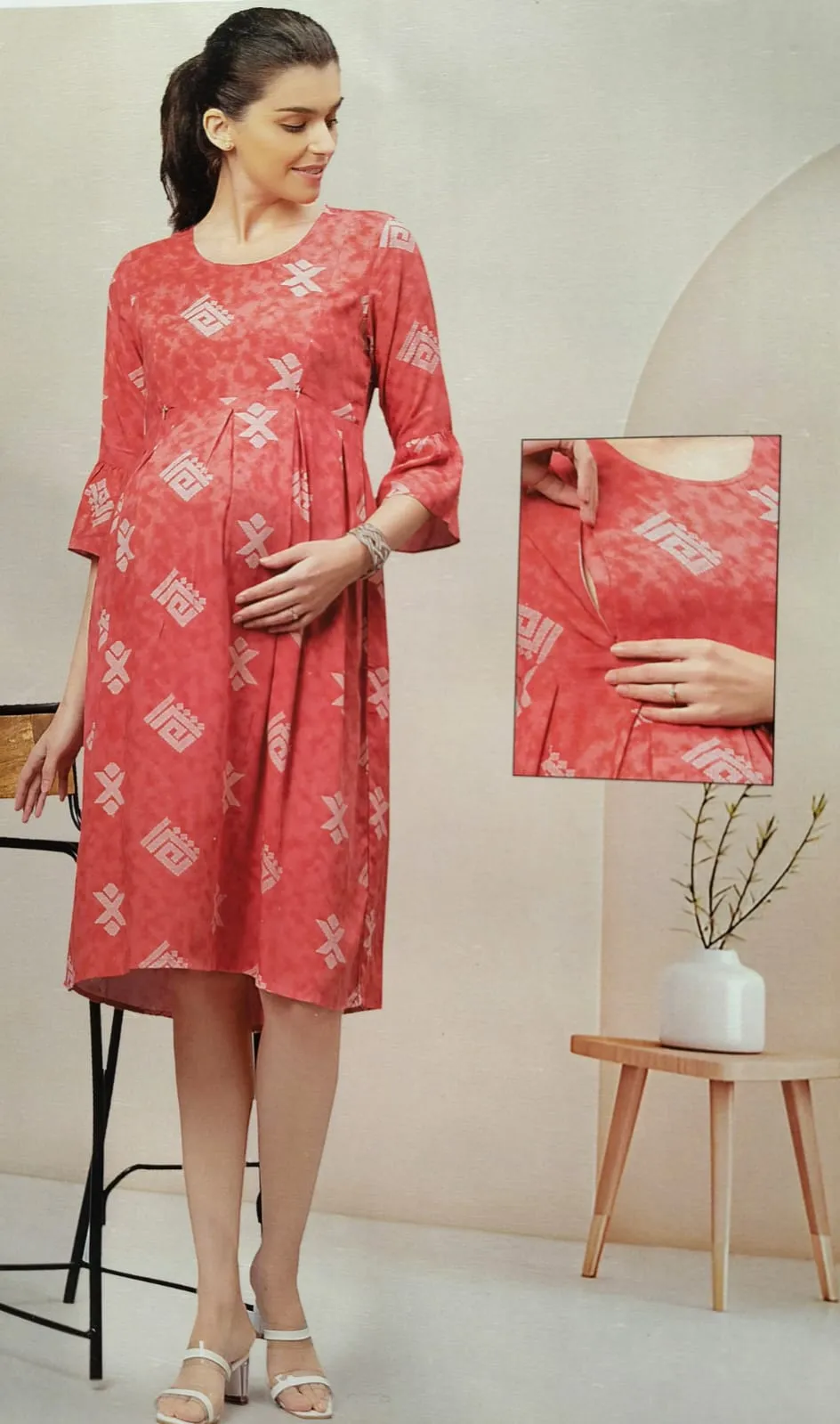 Rayon Maternity and feeding dress
