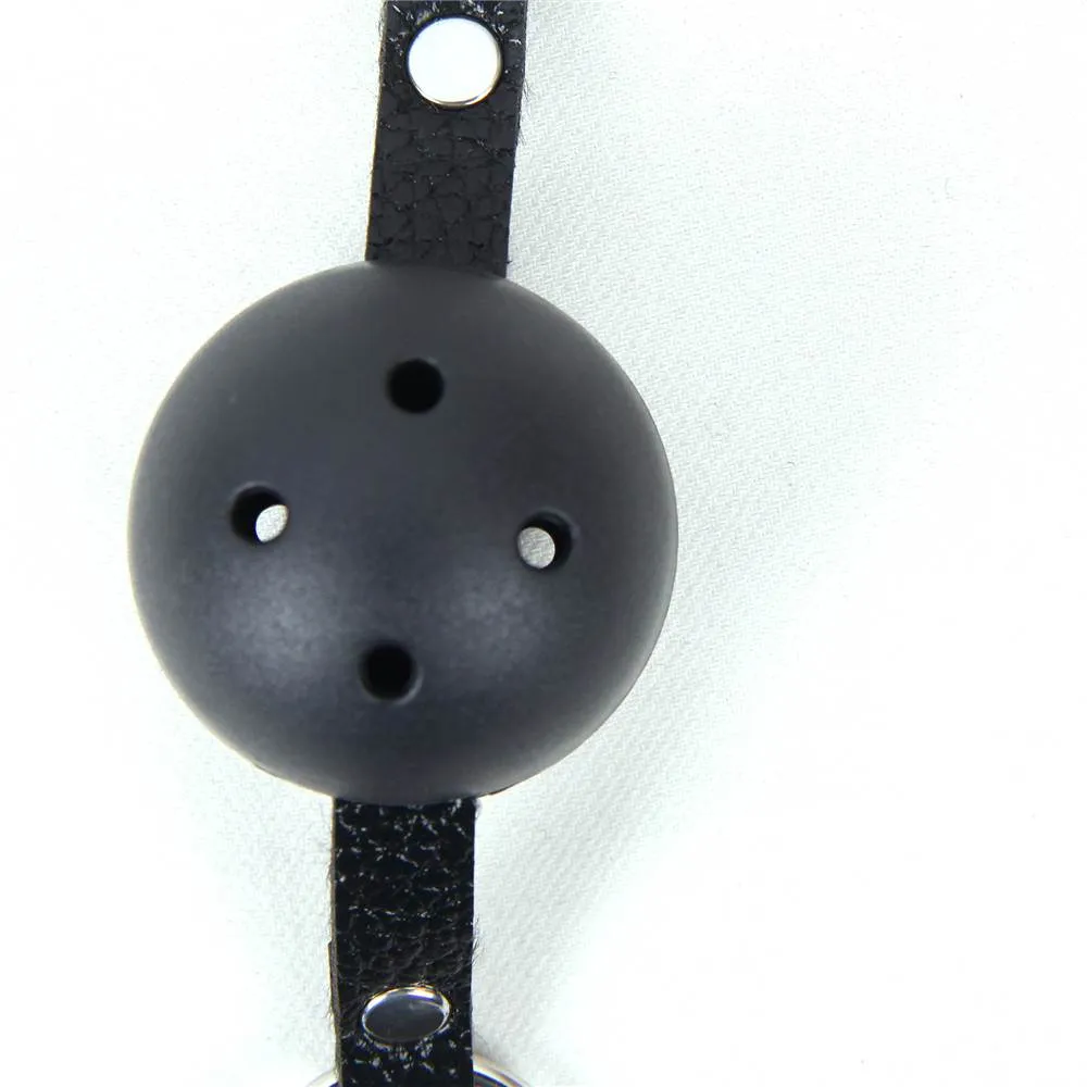 Red & Pink & Black Soft Open Breathable Leather Mouth Ball Gag SM