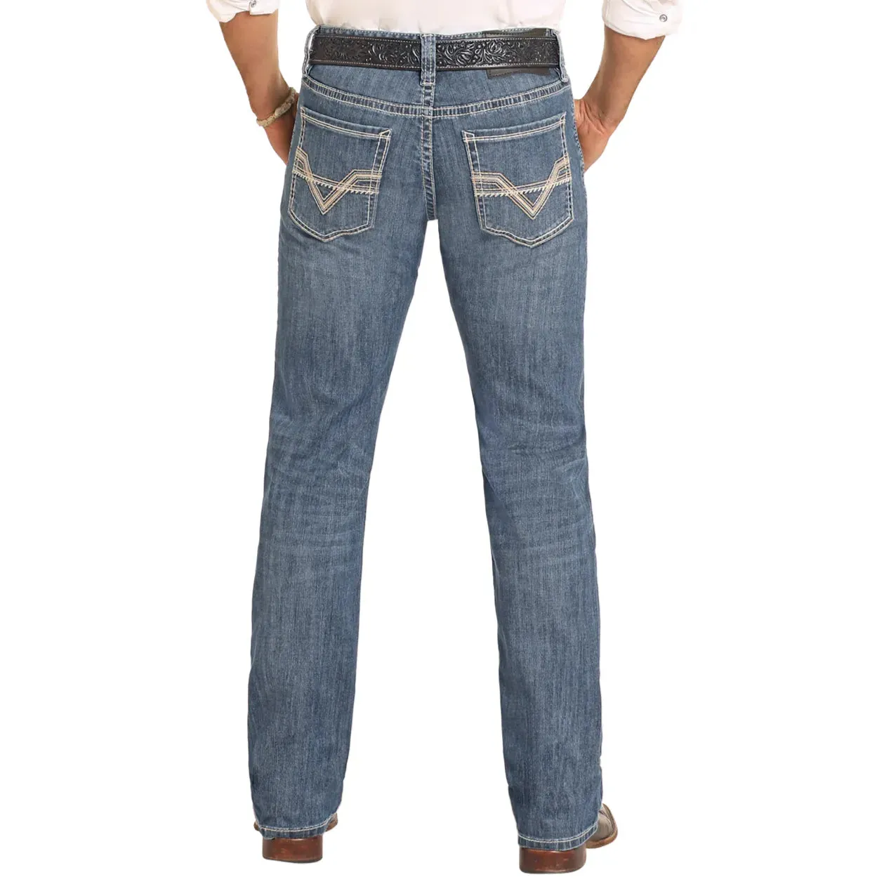 Rock&Roll Denim SLIM FIT TWO-TONE STITCH STRAIGHT LEG JEANS