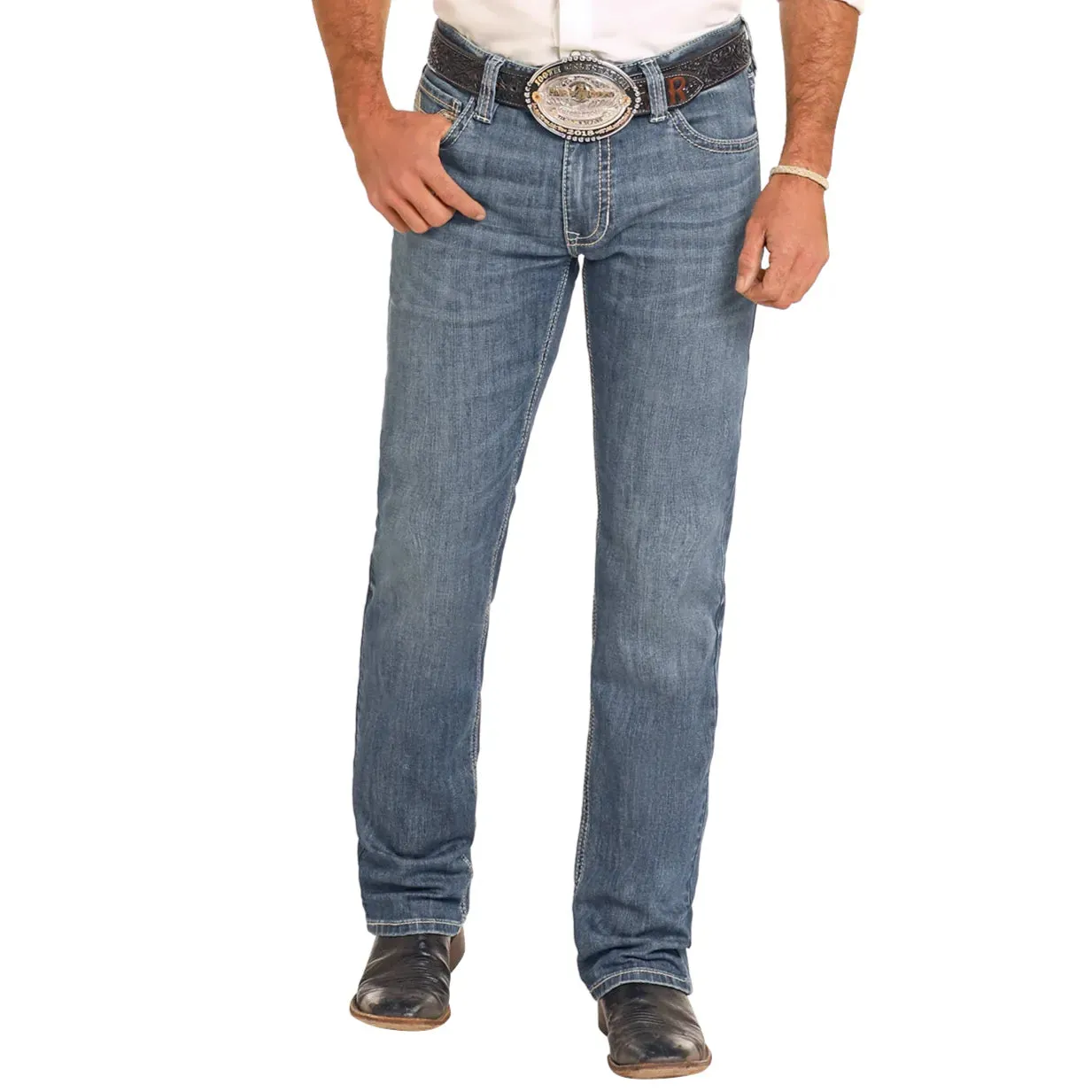 Rock&Roll Denim SLIM FIT TWO-TONE STITCH STRAIGHT LEG JEANS