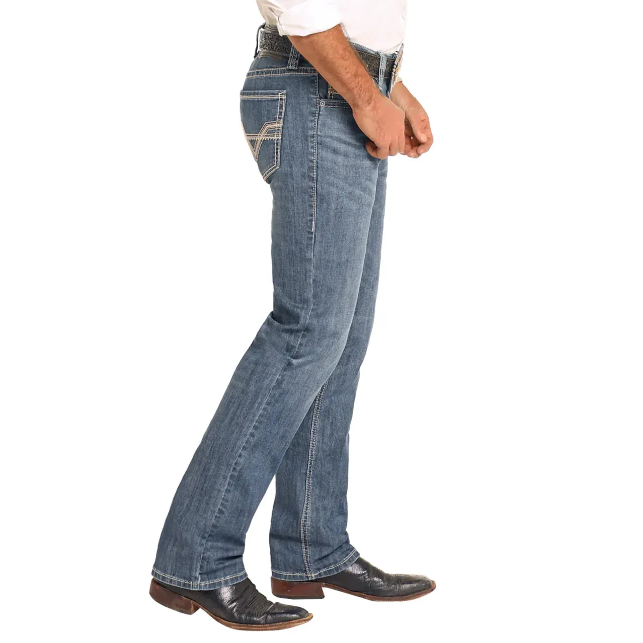 Rock&Roll Denim SLIM FIT TWO-TONE STITCH STRAIGHT LEG JEANS