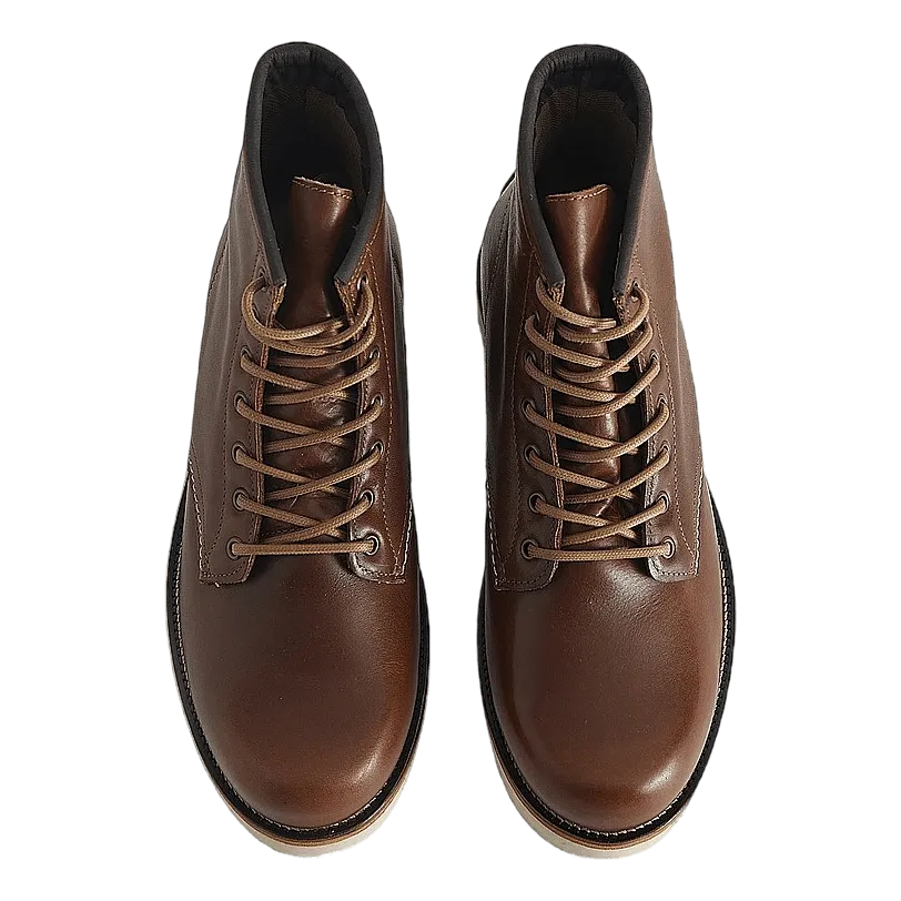 Rough Lace Boots Brown Leather