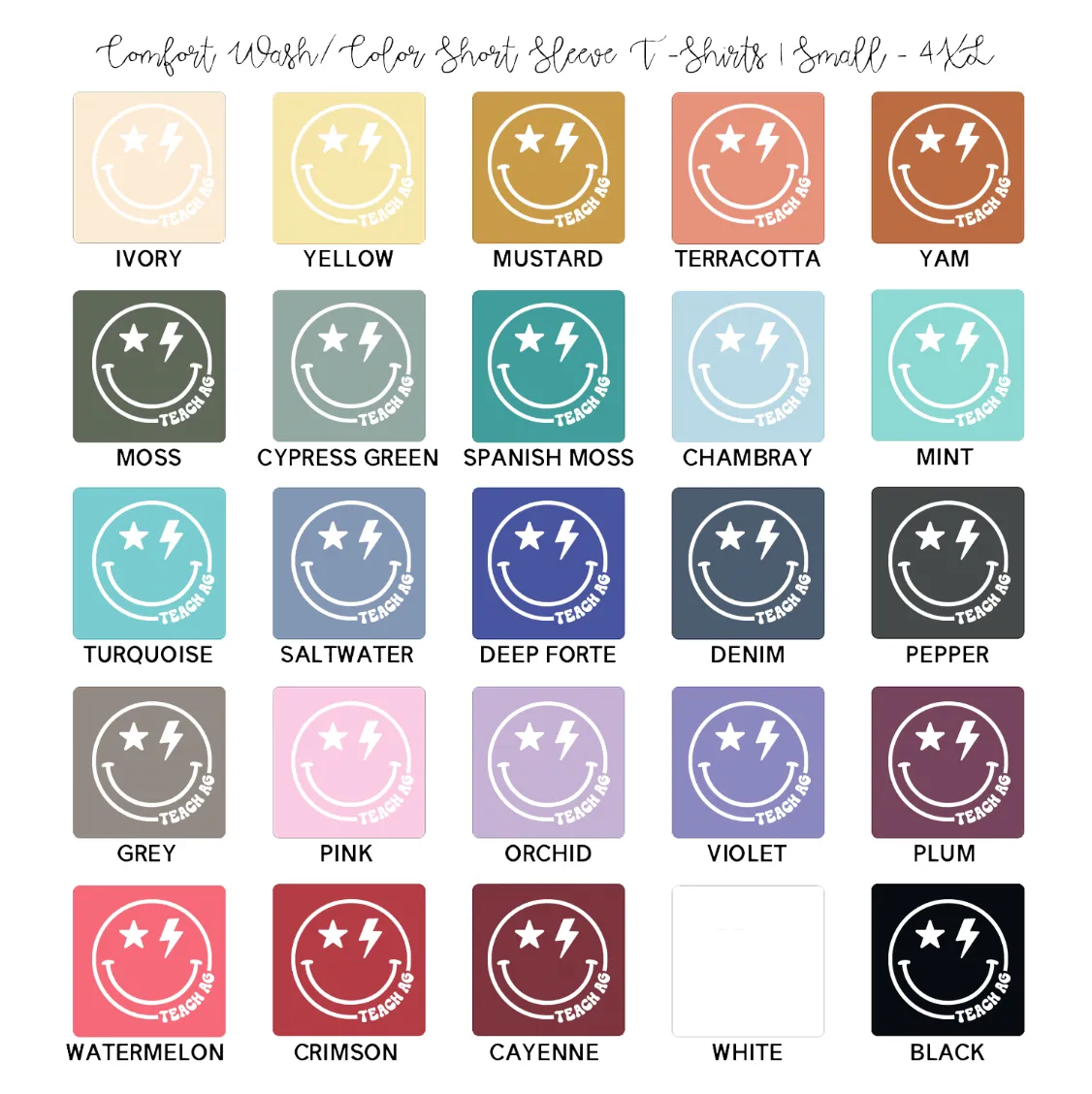 Smile Teach Ag White Ink ComfortWash/ComfortColor T-Shirt (S-4XL) - Multiple Colors!