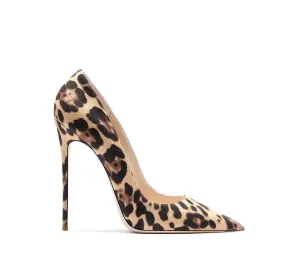 Tabitha Leopard Flock Beige Bottom Heels