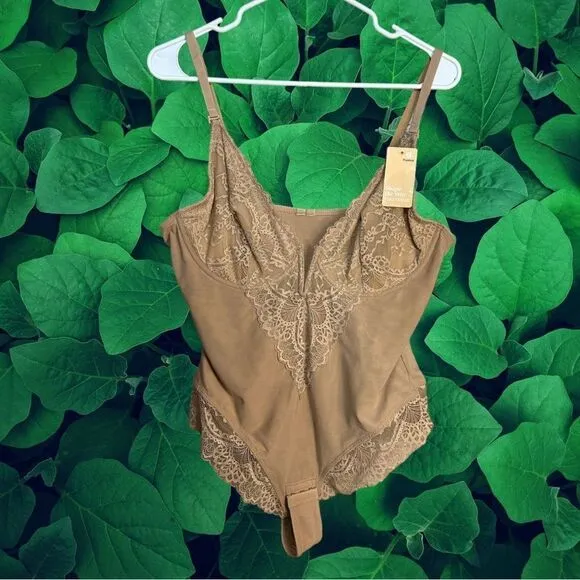 The Shapewear Bodysuit Deep-V Neck Lace Thong XXL- New With Tags