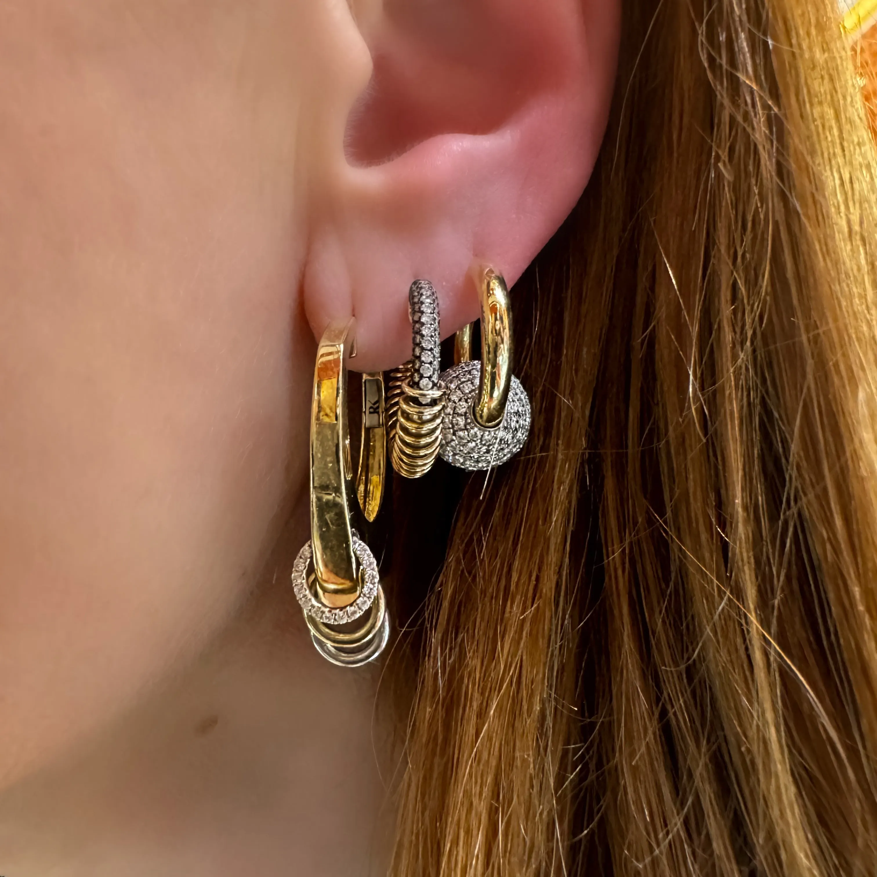 Two-Tone Pave Diamond Nano Versus Hoop Earring