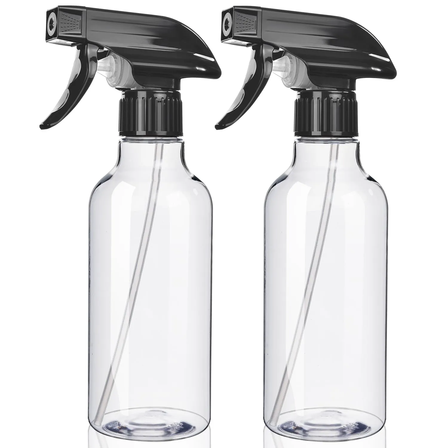 Uineko Spray Bottles 2-Pack, 10 Oz, Mist & Stream, Heavy Duty Spraying Empty Water Sprayer Bottle, BPA Free Plastic Refillable Containers for Cleaning Solutions, Plants, Hair, Essential Oils (Clear)