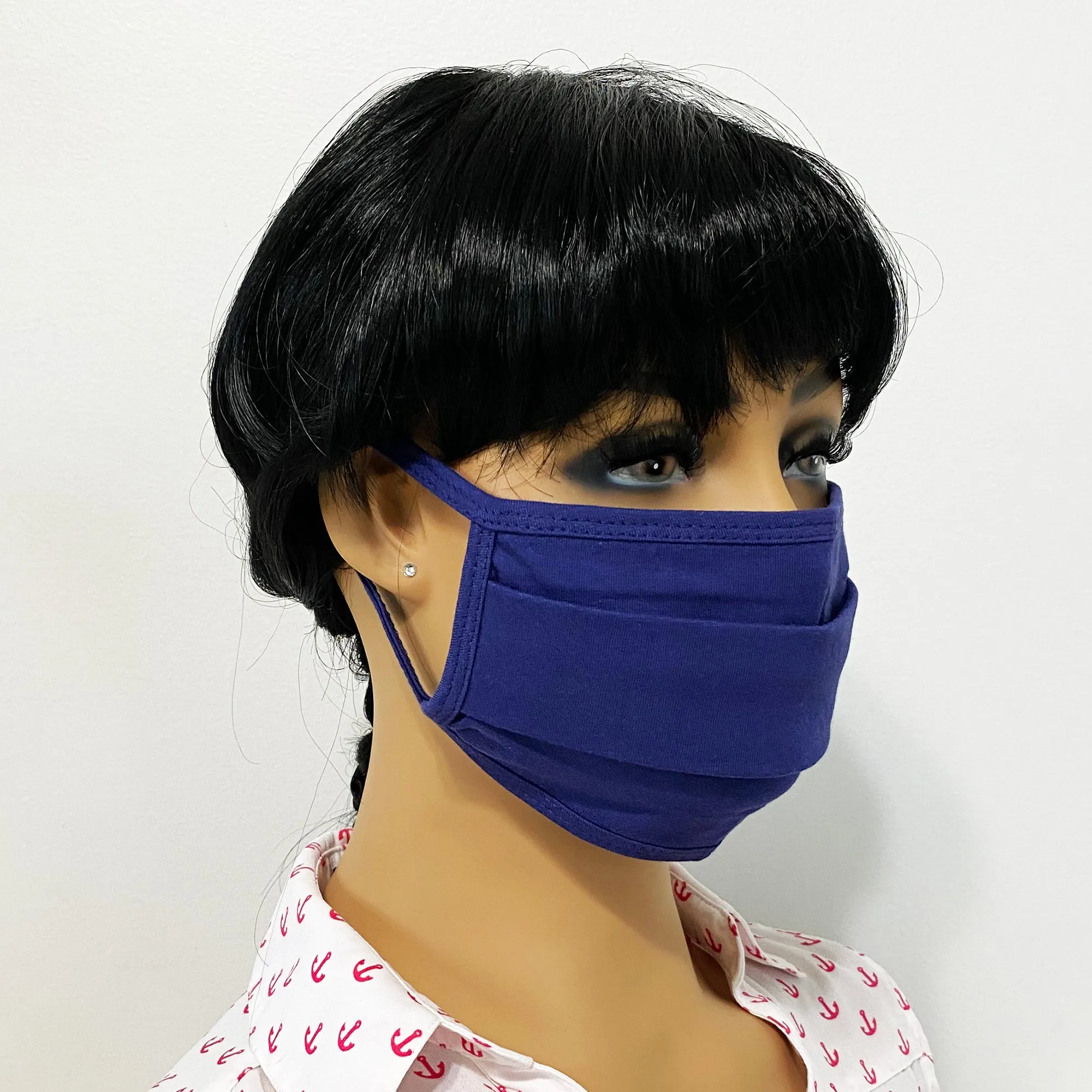 Unisex Face Mask, Washable & Reusable Face Mask, Double Layered Cloth Face Covering, 100% Organic Cotton Mask - Navy Blue