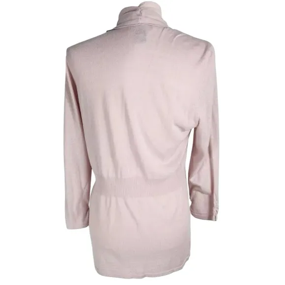 White House Black Market Open Front Cardigan sequined Top Set Pink Metallic S